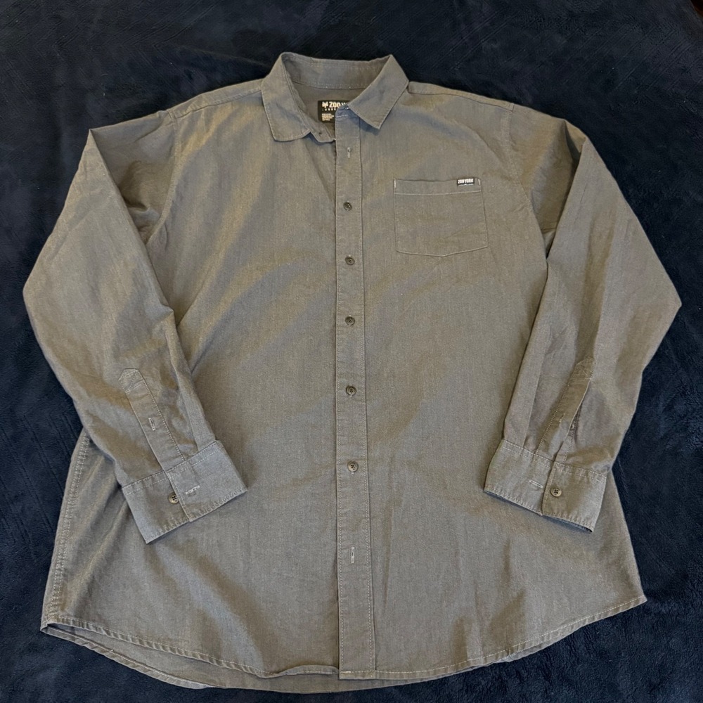 Zoo York Unbreakable Mens Large Tall Gray Long Sleeve Button Down Shirt LT